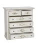 MOBILI 2G - Cassettiera 6 cassetti in legno shabby bianco anticato decorato 86x40X96 VISTA FRONTALE