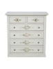 MOBILI 2G - Cassettiera 6 cassetti in legno shabby bianco anticato decorato 86x40X96 VISTA FRONTALE