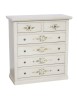 MOBILI 2G - Cassettiera 6 cassetti in legno shabby bianco anticato decorato 86x40X96 VISTA FRONTALE