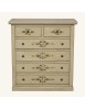 MOBILI 2G - Cassettiera 6 cassetti in legno shabby avorio anticato decorato 86x40X96 VISTA FRONTALE