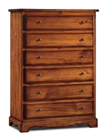 MOBILI 2G - Cassettiera arte povera 6 cassetti in legno tinta noce scuro 97x49X140 vista frontale