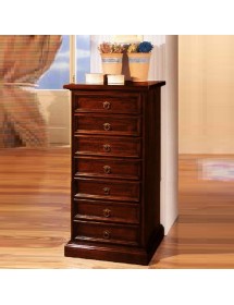 MOBILI 2G - Cassettiera arte povera 7 cassetti in legno tinta noce scuro 60x47X115 vista frontale