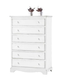 MOBILI 2G - Cassettiera 6 cassetti legno shabby bianco 97x49X140 vista frontale