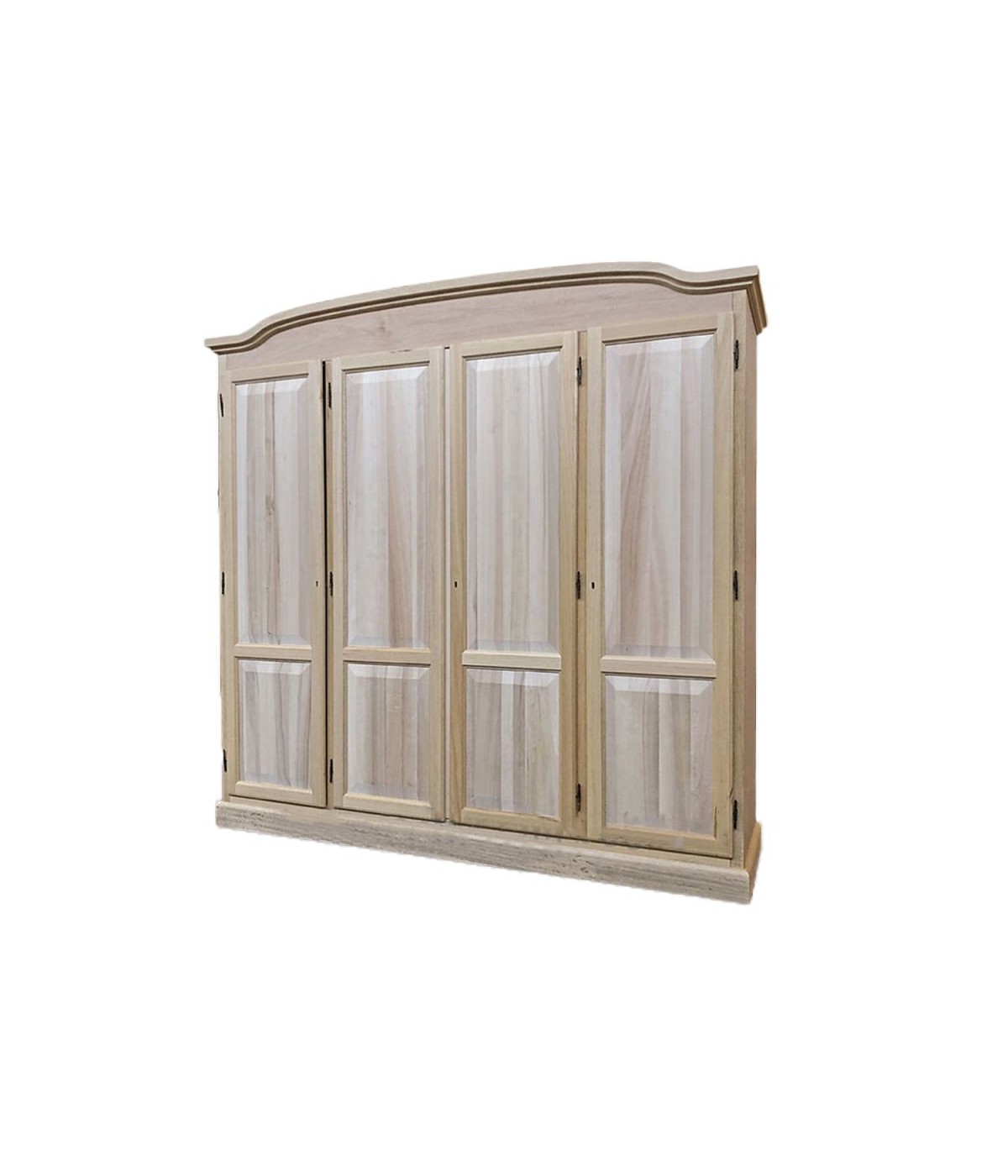 MOBILI 2G - Armadio 4 ante cappello sagomato In Legno grezzo 205x56x197 vista frontale