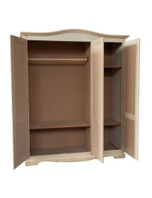 MOBILI 2G - Armadio 3 ante cappello sagomato In Legno grezzo 158x56x197 vista frontale