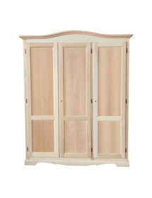 MOBILI 2G - Armadio 3 ante cappello sagomato In Legno grezzo 158x56x197 vista frontale