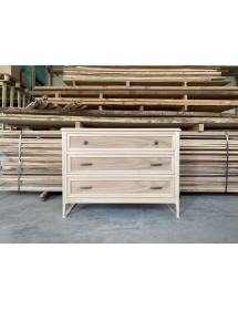 MOBILI 2G - Cassettiera 3 cassetti In Legno massello grezzo 115x50x85 vista frontale