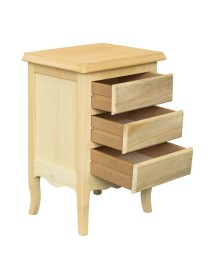 MOBILI 2G - Comodino 3 cassetti In Legno massello grezzo 43x32x64 vista frontale