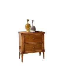 MOBILI 2G - COMODINO CLASSICO IN LEGNO 2 CASSETTI FINITURA BASSANO L.58 P.38 H.70 vista frontale