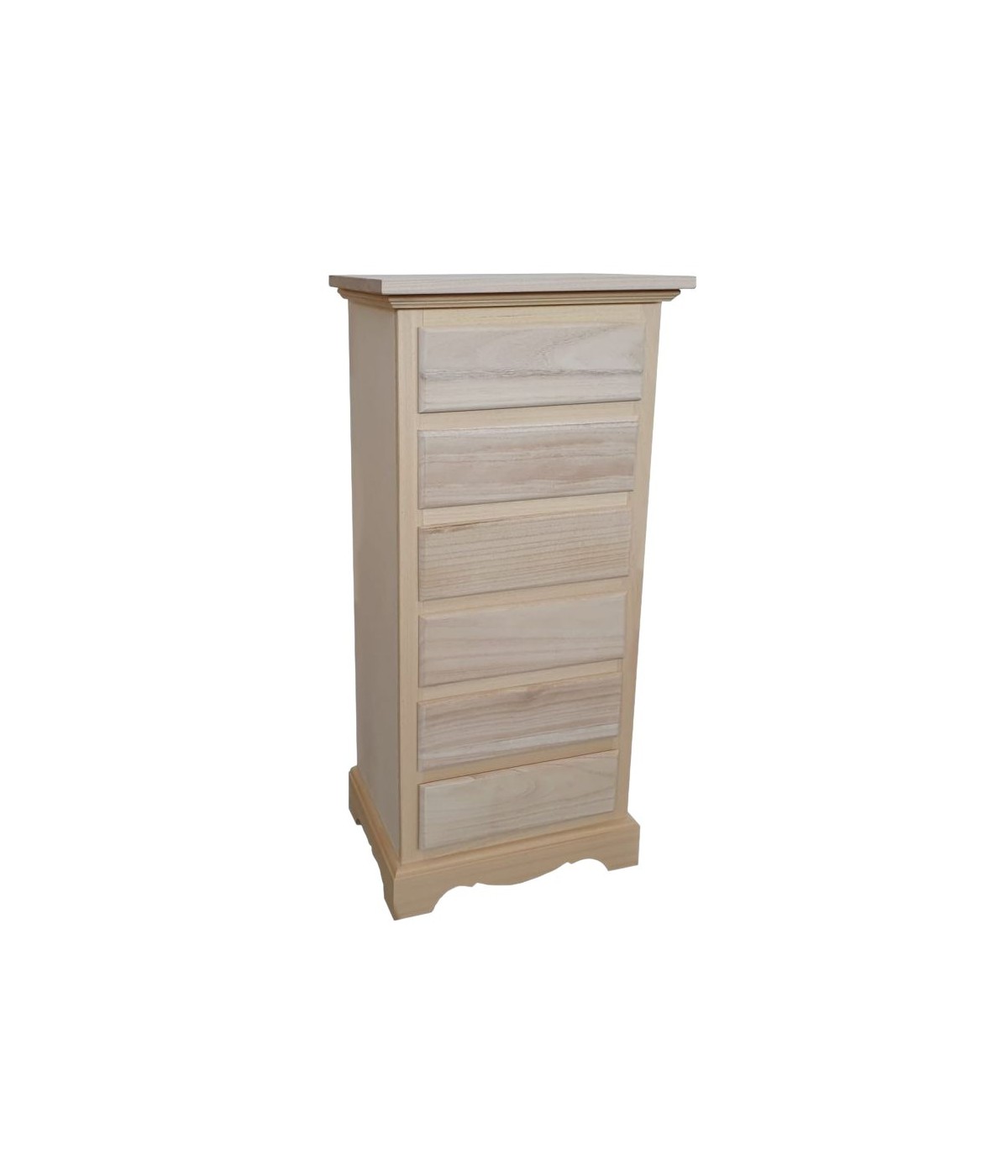 MOBILI 2G - Cassettiera classica 6 cassetti In Legno grezzo 50x35x105 vista frontale