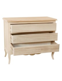 MOBILI 2G - Cassettiera classica 3 cassetti In Legno grezzo 107x52x89 VISTA FRONTALE