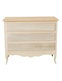 MOBILI 2G - Cassettiera classica 3 cassetti In Legno grezzo 107x52x89 VISTA FRONTALE