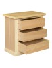 MOBILI 2G - Comodino classico 3 cassetti In Legno grezzo 60x35x64 vista frontale aperto