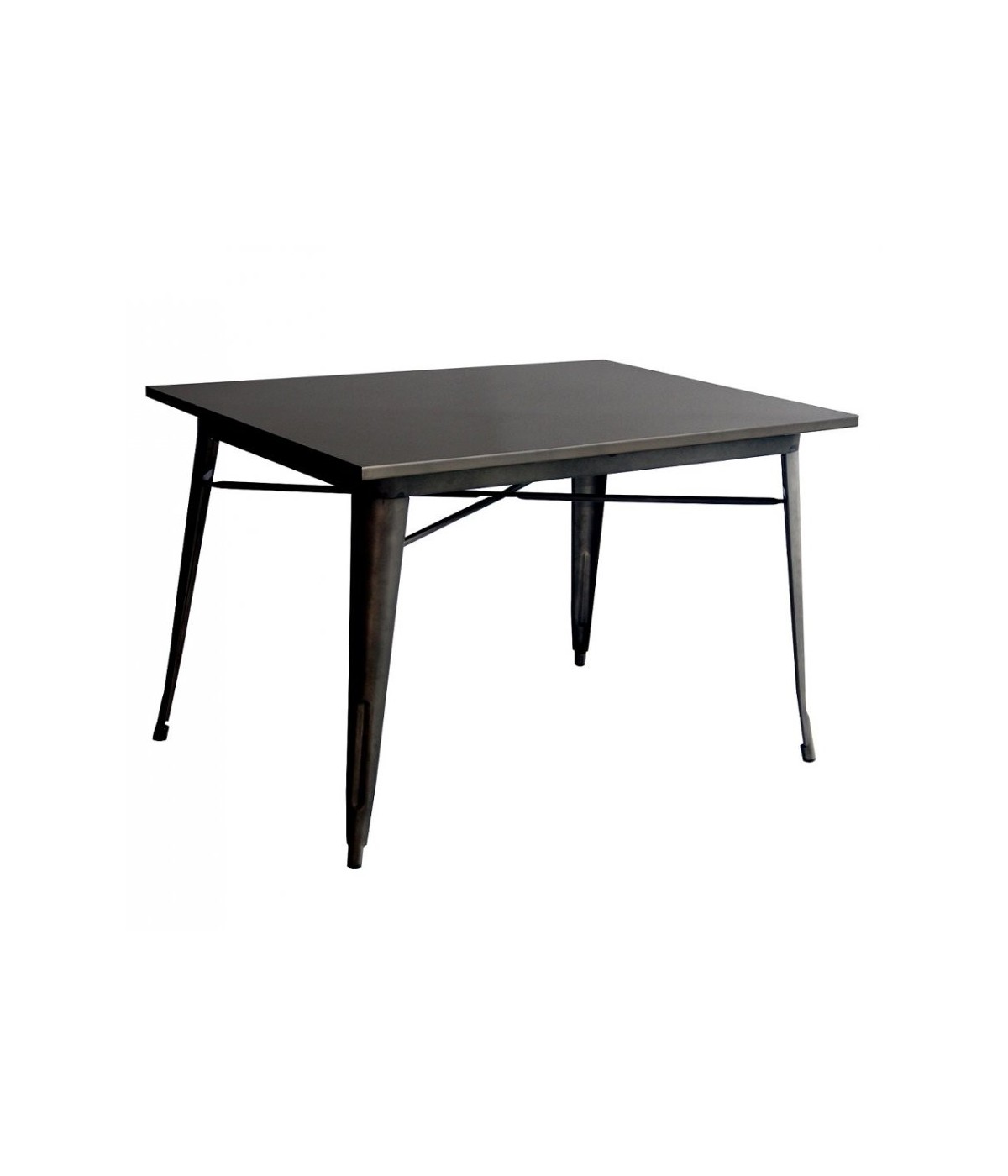 TAVOLO RETTANGOLARE CON PIANO E STRUTTURA IN METALLO CANNA DI FUCILE L.120 H.75 P.80