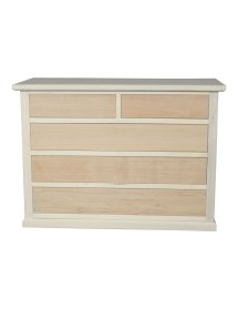 MOBILI 2G - Cassettiera classica 5 cassetti In Legno grezzo 120x50x85 vista frontale