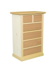 MOBILI 2G - Cassettiera classica 6 cassetti In Legno grezzo 63x37x93 vista frontale