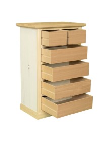MOBILI 2G - Cassettiera classica 6 cassetti In Legno grezzo 63x37x93 vista frontale