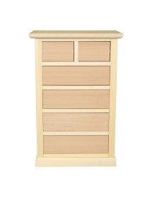 MOBILI 2G - Cassettiera classica 6 cassetti In Legno grezzo 63x37x93 vista frontale