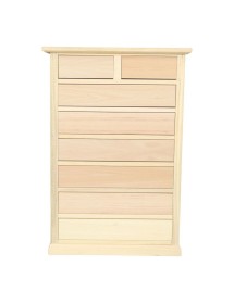 MOBILI 2G - Cassettiera classica 8 cassetti In Legno grezzo 87x40x125 VISTA FRONTALE