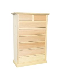 MOBILI 2G - Cassettiera classica 8 cassetti In Legno grezzo 87x40x125 VISTA FRONTALE