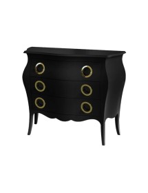 MOBILI 2G - Cassettiera sagomata 3 cassetti legno laccato nero opaco 116x42X85