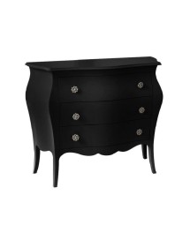 MOBILI 2G - Cassettiera sagomata 3 cassetti legno laccato nero opaco 116x42X85 vista frontale