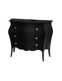 MOBILI 2G - Cassettiera sagomata 3 cassetti legno laccato nero opaco 116x42X85 vista frontale