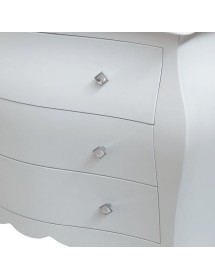 MOBILI 2G - Cassettiera sagomata 3 cassetti legno bianco swarovski 116x42X85 vista frontale
