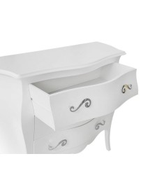 MOBILI 2G - Cassettiera sagomata 3 cassetti legno shabby bianco 116x42X85 vista frontale