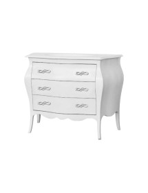 MOBILI 2G - Cassettiera sagomata 3 cassetti legno shabby bianco 116x45X85 vista frontale