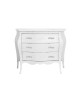 MOBILI 2G - Cassettiera sagomata 3 cassetti legno shabby bianco 116x45X85 vista frontale