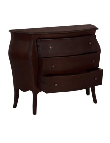 MOBILI 2G - Cassettiera sagomata classica 3 cassetti legno tinta noce scuro 116x45X85 vista frontale