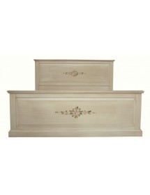 MOBILI 2G - Letto matrimoniale in legno shabby avorio anticato decorato 173x209X110 vista frontale