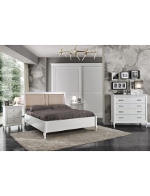 MOBILI 2G - Letto matrimoniale contenitore legno shabby bianco 175x210X125 vista frontale