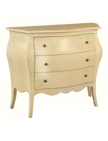 MOBILI 2G - Cassettiera sagomata 3 cassetti legno avorio anticato 116x42X85 vista frontale