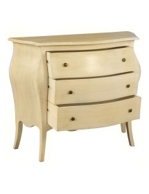 MOBILI 2G - Cassettiera sagomata 3 cassetti legno avorio anticato 116x42X85 vista frontale