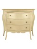 MOBILI 2G - Cassettiera sagomata 3 cassetti legno avorio anticato 116x42X85 vista frontale