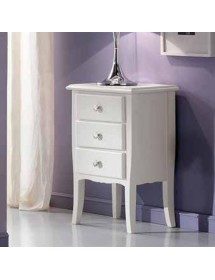 MOBILI 2G - Gruppo 1 Cassettiera 2 Comodini legno Shabby Bianco  vista frontale