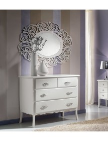 MOBILI 2G - Gruppo 1 Cassettiera 2 Comodini legno Shabby Bianco  vista frontale