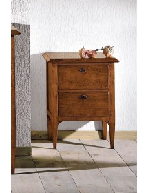 MOBILI 2G - Gruppo 1 Cassettiera 2 Comodini legno arte povera tinta noce vista frontale comodino