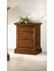 MOBILI 2G - Gruppo 1 Cassettiera 2 Comodini legno arte povera tinta noce vista frontale comodino