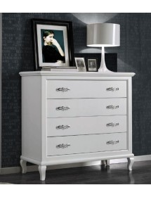 MOBILI 2G - Gruppo 1 Cassettiera 2 Comodini legno shabby bianco vista frontale