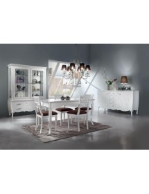 MOBILI 2G - Soggiorno completo in legno shabby chic bianco opaco vista frontale