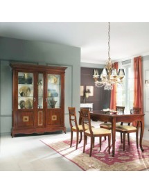 MOBILI 2G - Soggiorno completo classico in legno noce bassano oro vista frontale