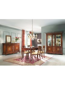 MOBILI 2G - Soggiorno completo classico in legno noce bassano oro vista frontale