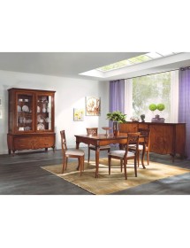 MOBILI 2G - Soggiorno completo sagomato in legno classico noce bassano VISTA FRONTALE