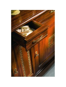 MOBILI 2G - Soggiorno completo classico in legno noce bassano oro vista frontale