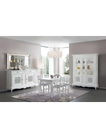 MOBILI 2G - Soggiorno completo classico in legno bianco shabby chic VISTA FRONTALE