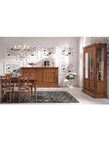 MOBILI 2G - Soggiorno completo classico intagliato legno noce bassano vista frontale