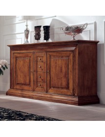 MOBILI 2G - Soggiorno completo classico intagliato legno noce bassano vista frontale credenza